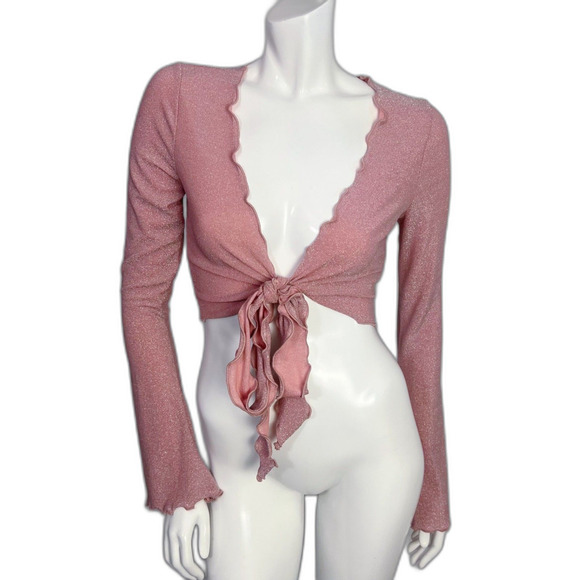 Urban Outfitters Tops - NWOT Urban Outfitters UO Pink Glittery Shawl Cardigan Wrap Top Size M